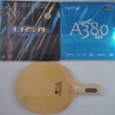 Bat tenis meja pen holder B 2015 Full Hinoki plus karet serang Set Multicolor