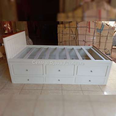 Ranjang Sorong Anak Minimalis Cat Duco Tempat Tidur Dipan Double Laci 100 x 200