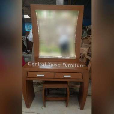 Meja & Kursi Rias Minimalis Kayu Jati Pigura Cermin Tolet Kaca Jepara