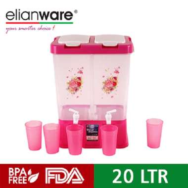 Elianware Dual Compartment Water Dispenser 20L (FREE GELAS) Pink