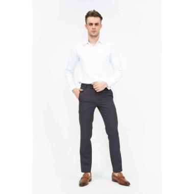 Celana panjang pria slim fit kerja formal button celana bahan stretch 31 abu tua