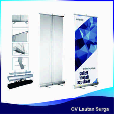ROLL UP BANNER ALUMUNIUM UKURAN 160X60 CM STANDING BANNER STANDING PROMOSI SILVER