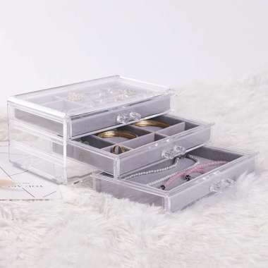 OEM ONE-K21 Rak Perhiasan 3 Laci Jewelry Box Organizer Rak Penyimpanan Kalung / Cincin / Gelang RAK