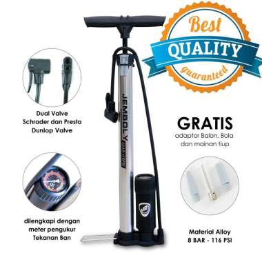 Magnolia Pompa Lantai / Pompa Angin / Pompa Ban / Pompa Sepeda Fixie / Pompa Motor - Jemboly Silver