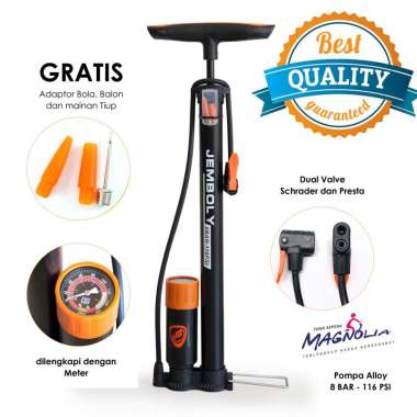 Magnolia Pompa Lantai / Pompa Angin / Pompa Ban / Pompa Sepeda Fixie / Pompa Motor - Jemboly Orange