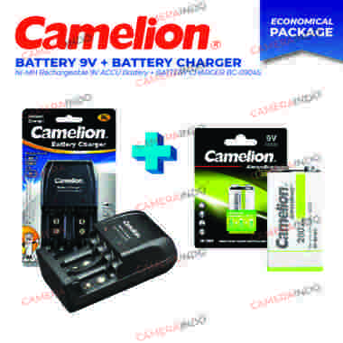 Paket Camelion Charger + Battery Kotak 9V - Paket 1 Battery