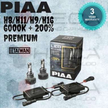 LED PIAA BULB KIT H8/H9/H11/H16 6000k +200% Lampu Head Lamp Mobil putih