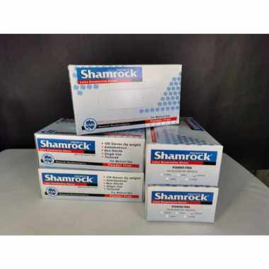 SHAMROCK - Handscoon Sarung Tangan Latex isi 100 PCS - SARUNG TANGAN MEDIS FREE POWDER - UK M