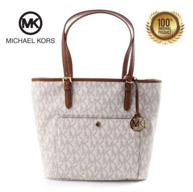 michael kors jet set large leather pocket tote