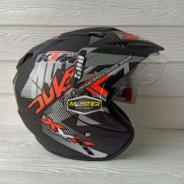 HELM MOTOR SNI BXP 2 KACA JP7 (DOUBLE VISOR) DUKE BLACK ORANGE DOFF ORIGINAL
