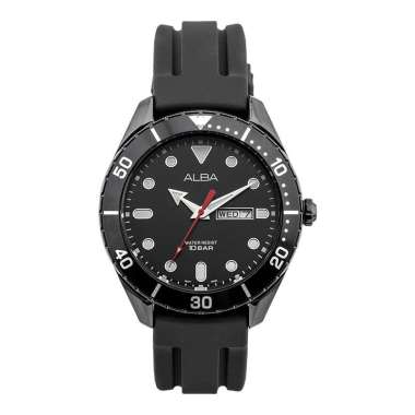 Alba AJ6119X1 Black Dial Black Rubber Strap [ Machtwatch ]