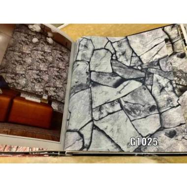 Wallpaper Dinding Korea Murah Motif Batu Alam Natural 3D Warna