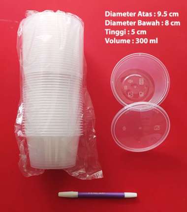 Food Container / Mangkok Plastik / Thinwall Bowl Cup 300 ml ( 25 Pcs )
