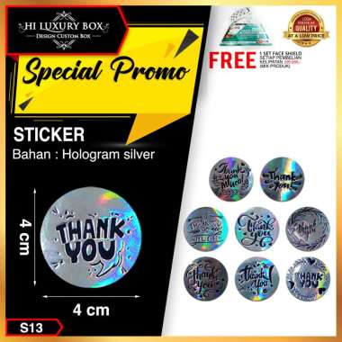 Sticker Thank You | Label Ucapan | Laminating Hologram | Murah | 20 pcs 4x4