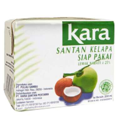 Promo Harga Kara Coconut Cream (Santan Kelapa 200 ml - Blibli