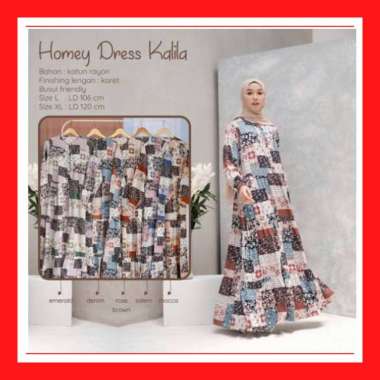 GAMIS DEWASA JUMBO HOMEY DRESS KALILA BAHAN KATUN RAYON PREMIUM NYAMAN DIPAKAI XL EMERALD