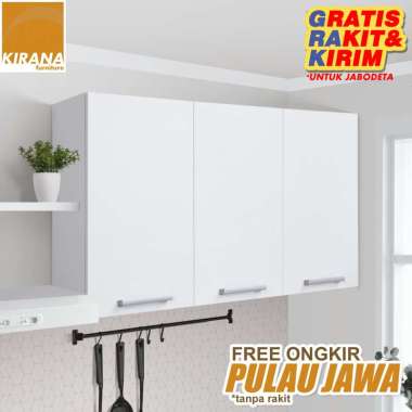 Kirana Furniture Kitchen Set Indiana Lemari Dapur Kabinet Rak Dapur Atas - 3 Pintu Putih