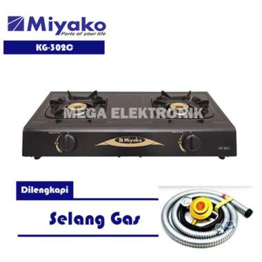 Miyako KG-302C Kompor Gas 2 Tungku Dilengkapi Selang Gas