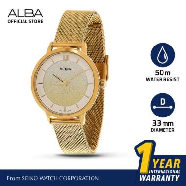Jam Tangan Rantai Pasir Gold Wanita Alba AH8628 Quartz Original