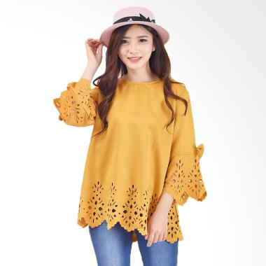 Jfashion Tangan Terompet Laser Cut ... an Wanita - Fumiko Kuning