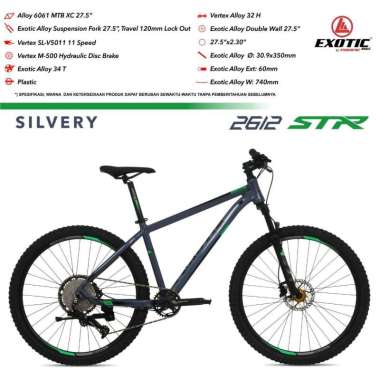 MTB 27.5 Inc alloy Exotic 2612 STR by.pasifik 1x11Speed Rem Oli Hidrolik Innercable