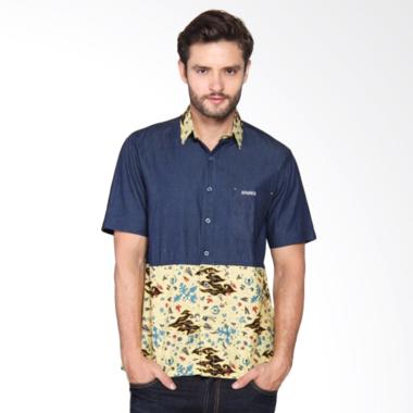 Bronco Regular Fit Denim Kemeja Batik - Cream Blue 1003B