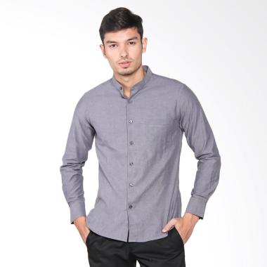 VM Kerah Shanghai Oxford Slimfit Panjang Kemeja Pria - Abu 2XL Grey