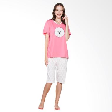 Puppy 81709 22791 O Bordir Aplikasi Pomeranians Pijama Wanita - BG OW