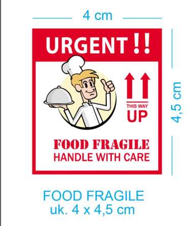 Sticker PENGIRIMAN PAKET MAKANAN - FOOD FRAGILE ( Ukuran 4,5 x 4 cm )