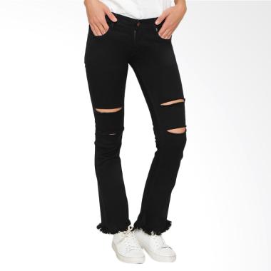 Nuber Gladiolus Ripped Ladies Mid B ... lana Jeans Wanita - Black
