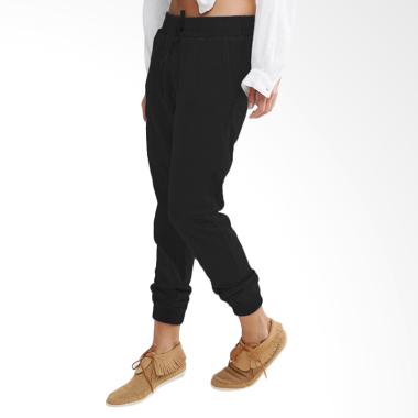 Jfashion Training Polos Celana Panjang Jogger Wanita - Felice Hitam