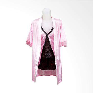 Deoclaus HRS For Bridal Shower Kimono & Lingerie Set Baju Tidur - Pink