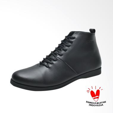 Fellas Shoes Basic HomeTown Syntetic Leather Boots Shoes Pria - Black
