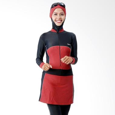 SPORTE Baju Renang Muslimah - Hitam Maroon [SM 57]