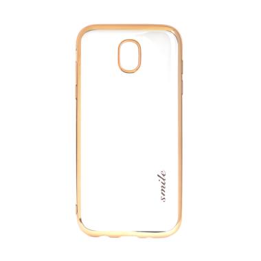 SMILE Ultrathin Shining List Chrome Softcase Casing for Samsung Galaxy J7 Plus - Gold