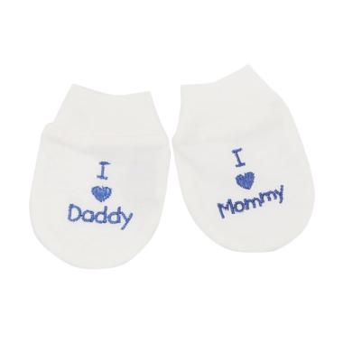 Cribcot I Love Daddy & I Love Mommy Sarung Tangan Bayi - White Blue