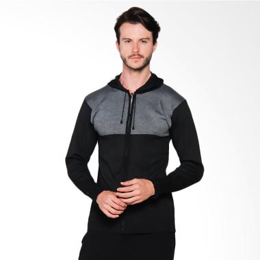 VM Zipper Long Knitt Rajut Sweater - Abu Kombinasi Semua Ukuran Abu/Hitam