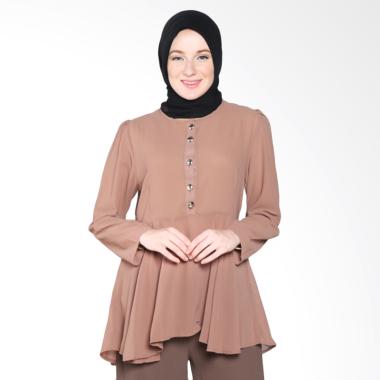 Rauza Rauza Choco Peplum Top Atasan Wanita - Coklat Milo