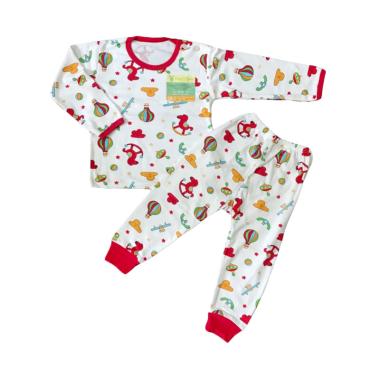 Aruchi Motif Playground Tangan Panjang Setelan Baju Tidur Bayi - Merah