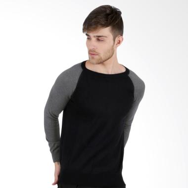 Elfs Shop Sweater Rajut Raglan - Hitam