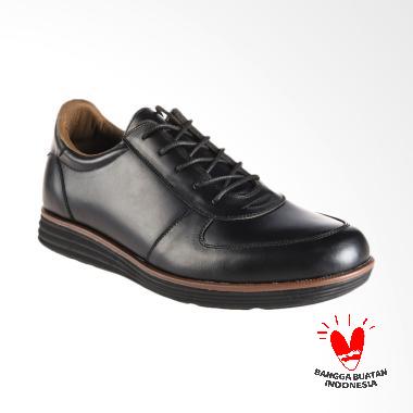 BLANKENHEIM Sneaker Kulit Sepatu Pria - Black Strip Brown [Original]