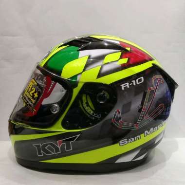KYT R10 Flat Visor San Marino Helm Full Face XL Yellow Fluo