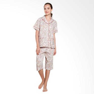 Just Fashion Katun Piyama Baju Tidur Wanita - Cream Brown