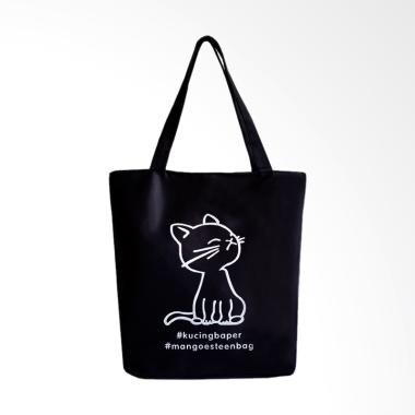 Mangoesteen Gambar Kucing Kanvas Tas Serbaguna - Black