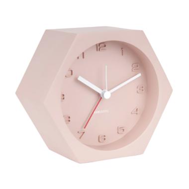 Karlsson Hexagon Concrete Alarm Clock - Pink