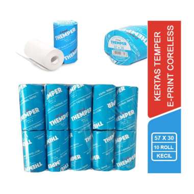 Kertas Kasir Thermal Paper Roll E-Print [57 x 30 mm/10 Roll] / Themper Struk Pembayaran Putih & Hita