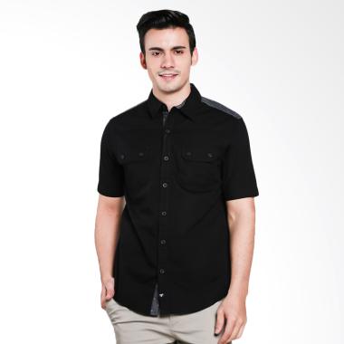 Triple Jeans Slim Fit Kemeja Pria - Black [SS 184 BLK]