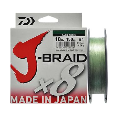 Senar PE Daiwa J Braid X8 150M Ukuran 18 Lb