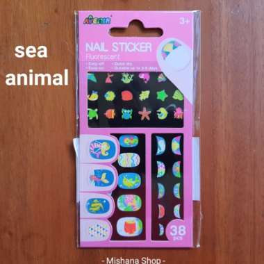 AVENIR Nail Sticker Glow in the Dark Fluorescent STIKER Kuku Anak-MERAH MUDA