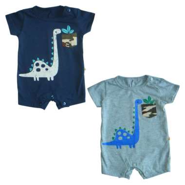 PLEU Kodok Dino Kantung Daun - Jumper/Babysuit Anak Bayi Laki laki 3 bulan Navy